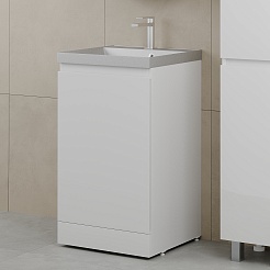 Style Line Тумба с кварцевой раковиной серый шелк Батлер 50 белая Люкс антискрейтч Plus – фотография-2